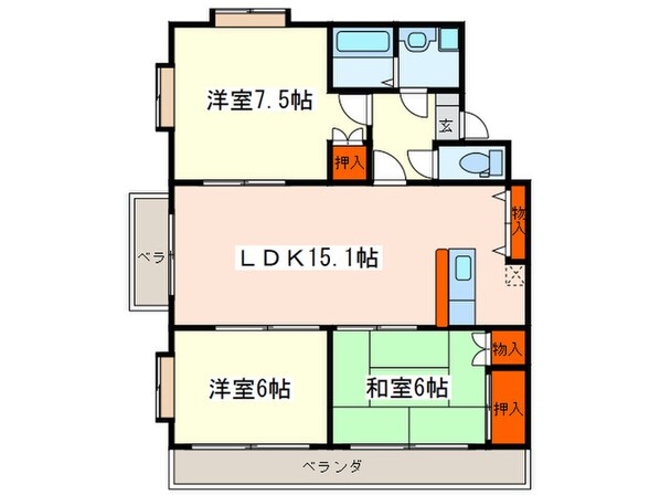 スカイビュ－高須台の物件間取画像